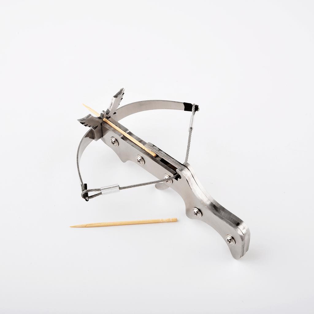 Mini, Bowman Toothpick Crossbow, Shooter – Black, Silver & Steel